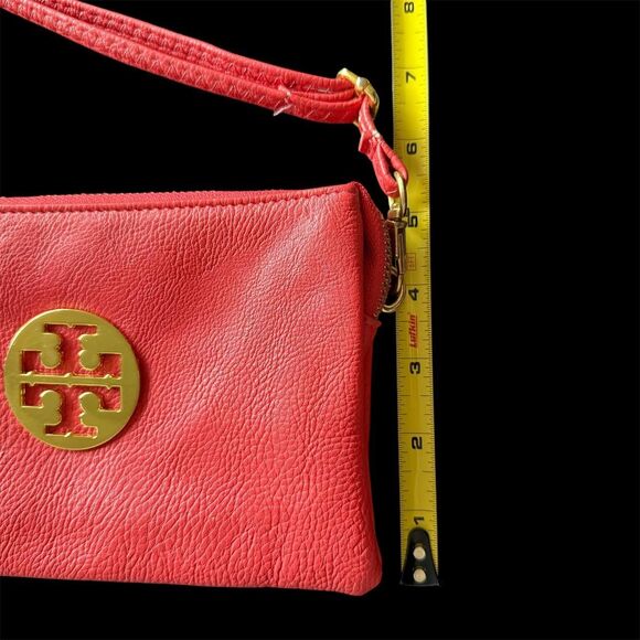 Tory Burch Orange Multi-pocket Leather Crossbody Wristlet Bag Purse Wallet - Picture 6 of 6